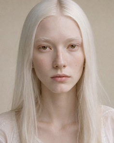 Woman with long blonde hair and light skin in a portrait shot