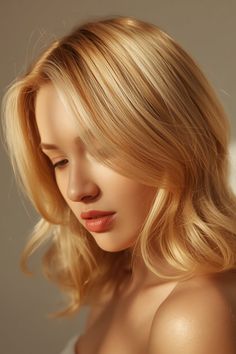 Blonde woman with soft lighting on her face and shoulder