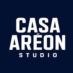 White text 'CASA AREON STUDIO' on a dark blue background
