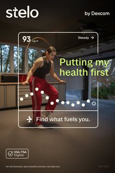 Woman jumping rope in a garage gym, with a health monitoring display