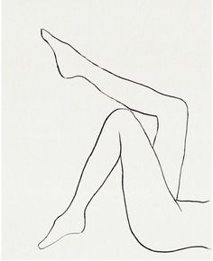 Minimalist line art illustration of a person's legs in a reclining pose