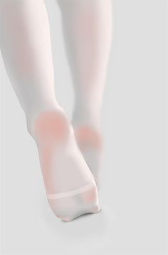 Illustration of legs and feet in white tights with soft lighting