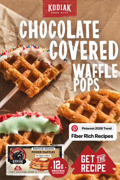 Chocolate covered waffle pops with sprinkles on a brown paper background