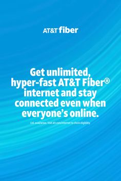 AT&T Fiber advertisement with white text on a blue background