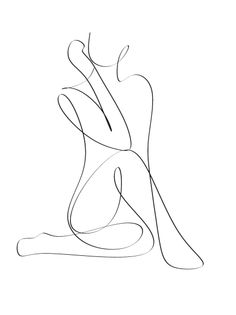 Minimalist single line art illustration of a person in a sitting pose