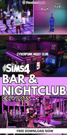 Multiple scenes from a cyberpunk-themed nightclub with dancers and a DJ
