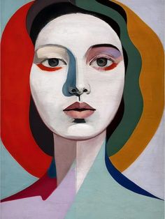 Abstract portrait illustration with bold colors and geometric shapes