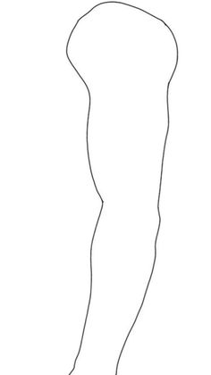 Simple black outline drawing of an abstract, elongated shape on a white background