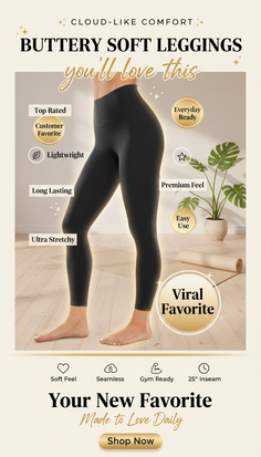 Woman wearing black leggings with a yoga mat and houseplant in the background
