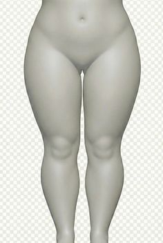 3D render of a nude female torso and legs with a curvy body type