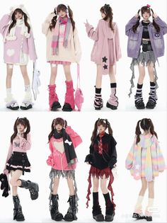 Multiple women in various kawaii and harajuku style outfits