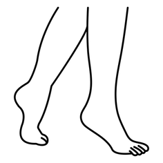 Line art illustration of two bare feet walking