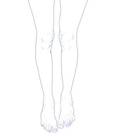 Line art illustration of a pair of legs and feet on a white background