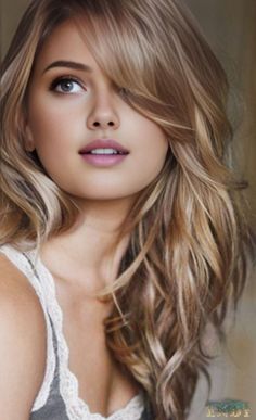 Woman with long blonde wavy hair and soft lighting in a portrait shot