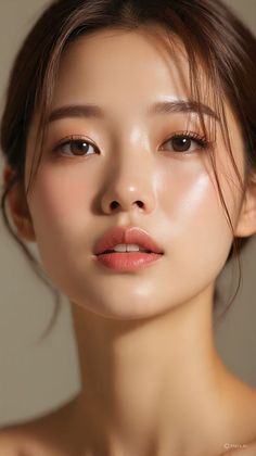 Close up portrait of a woman with brown hair and soft lighting