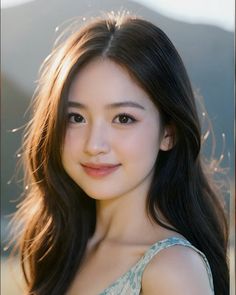 Woman with long dark hair in a sleeveless top with backlight