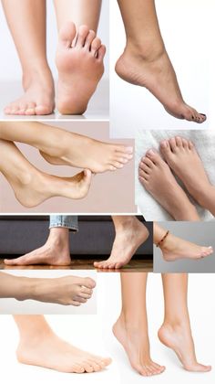 Collage of various bare feet in different poses and angles