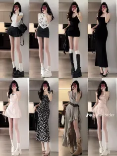 Multiple women in various outfits, showcasing different fashion styles indoors