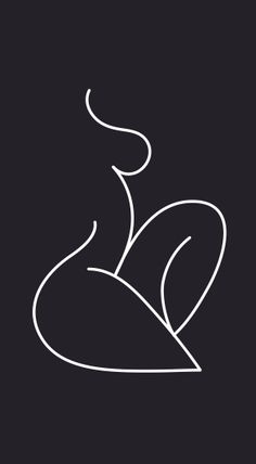 Minimalist line art of a female body on a dark background