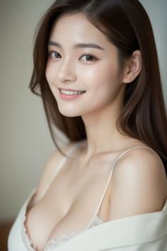 Woman with long brown hair wearing a white top, smiling at the camera