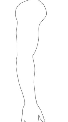Simple line art drawing of a human arm and hand on a white background