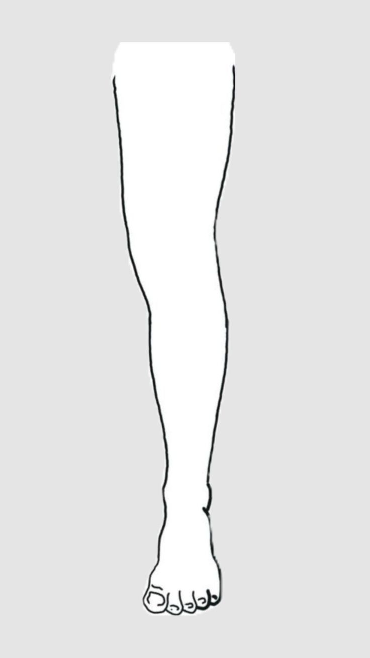 Simple outline illustration of a single bare leg and foot
