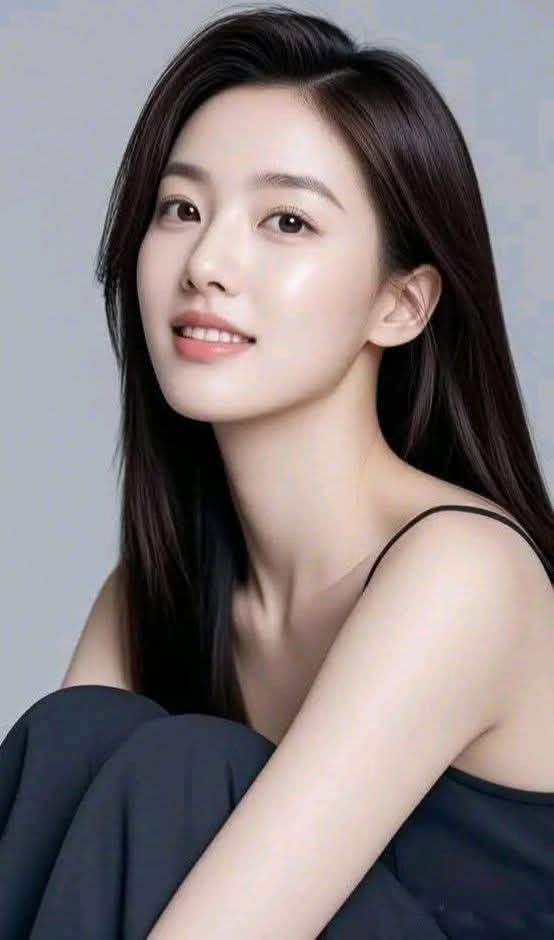 Woman with long black hair wearing a black top, smiling softly