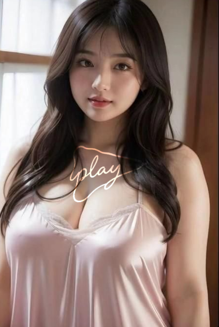 Woman with long dark hair in a pink nightgown with lace trim