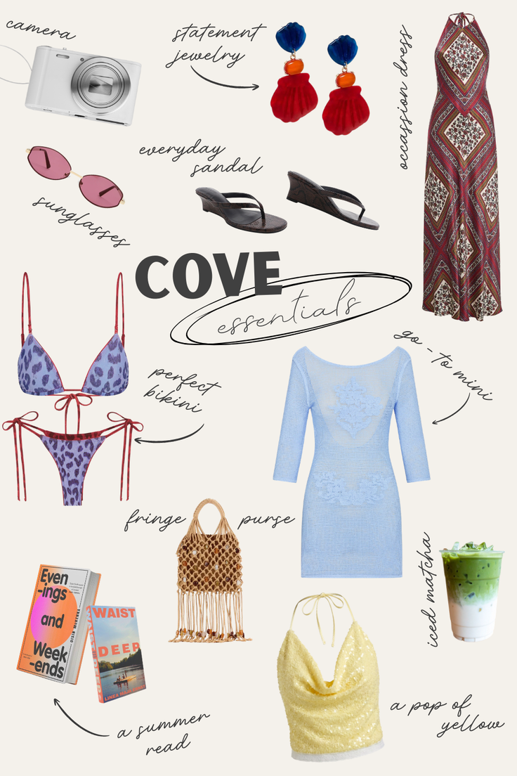 Collage of summer fashion essentials and accessories