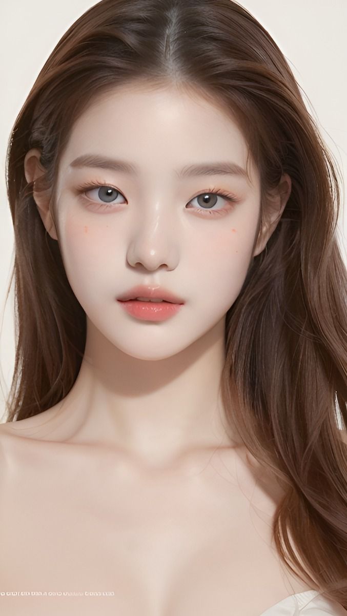 Realistic portrait of a woman with long brown hair and soft lighting