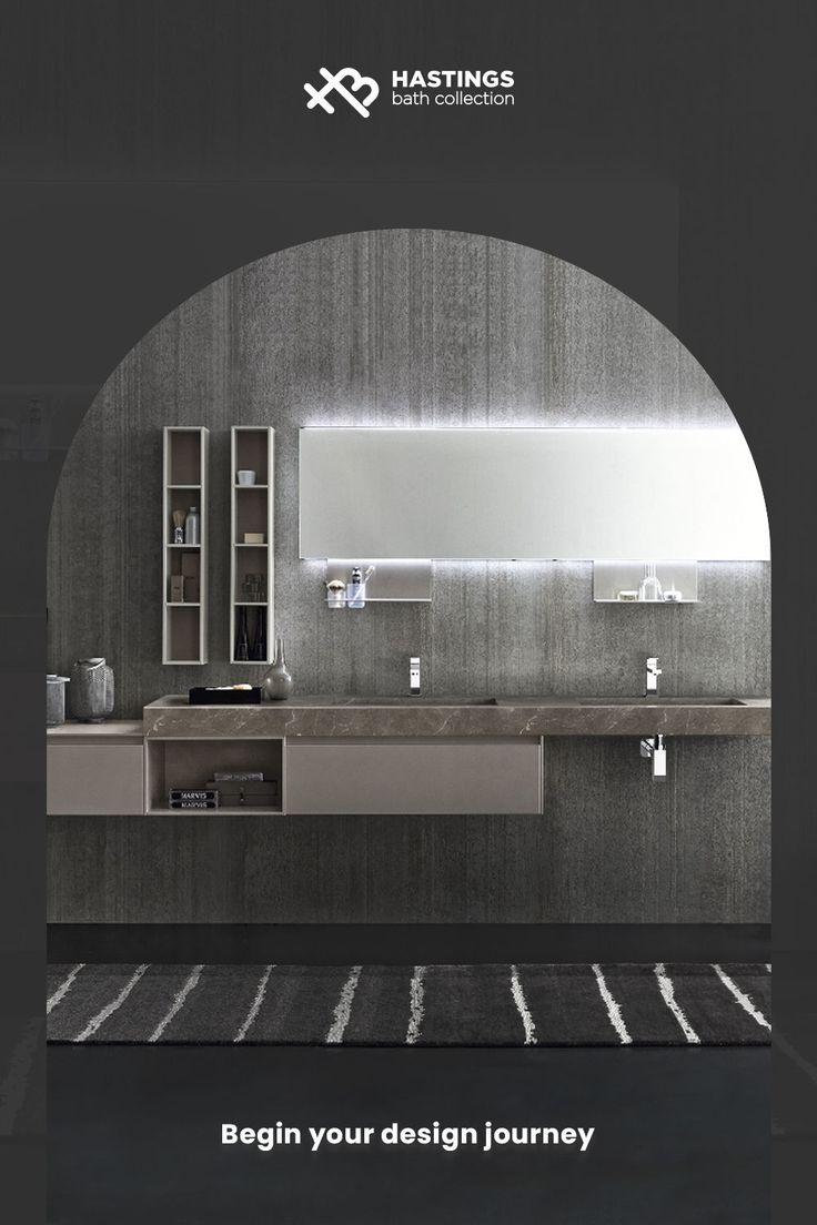 Modern bathroom vanity with double sinks and an illuminated mirror