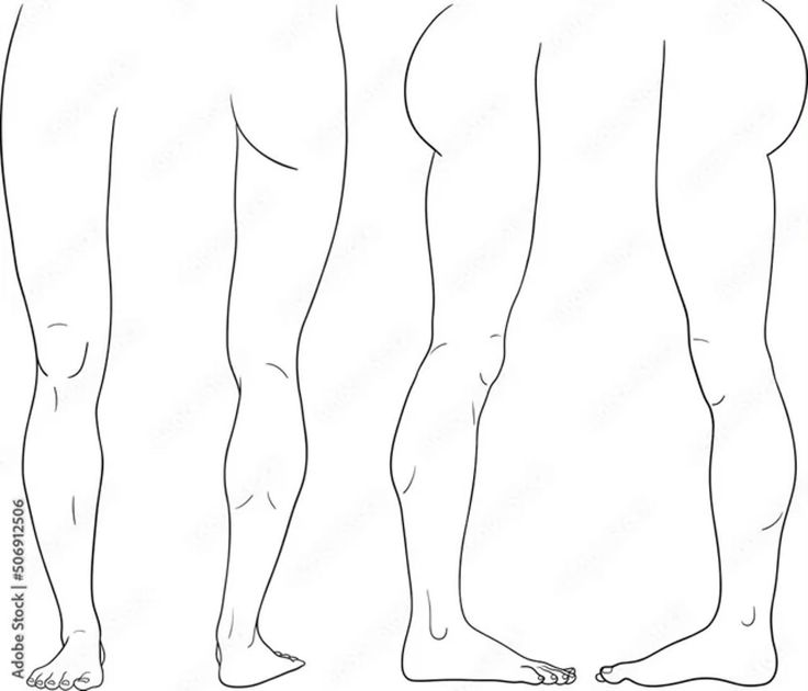 Outline illustration of human legs from different angles