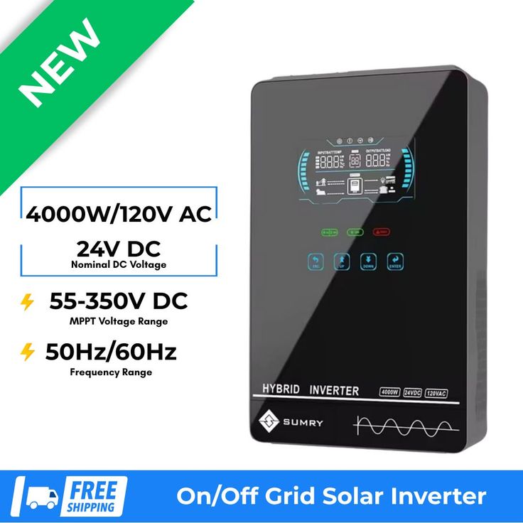 Hybrid solar inverter with a digital display and product specifications