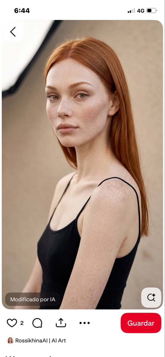 Woman with red hair and freckles wearing a black tank top