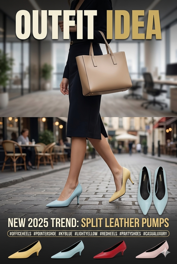 Woman in business attire with a handbag and high heels on a street