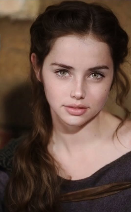 Woman with long brown hair and green eyes in a soft lighting portrait