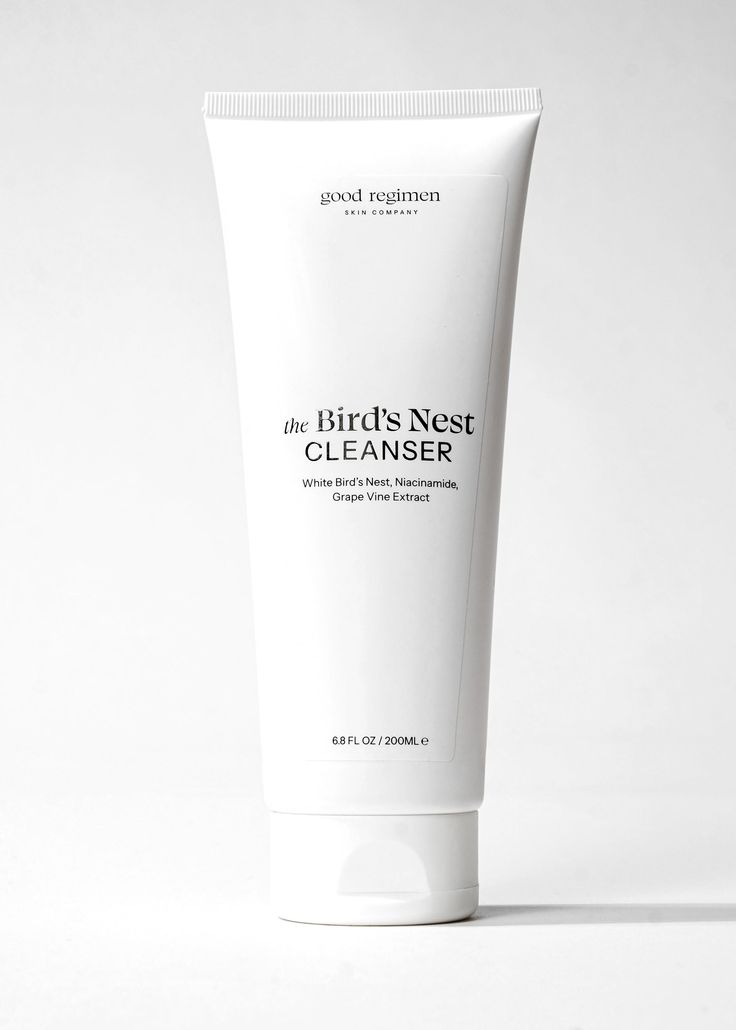 White tube of "the Bird's Nest CLEANSER" skincare product on a white background