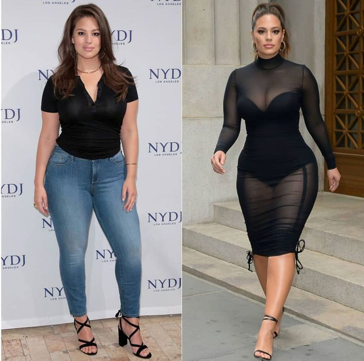 Two full body photographs of a woman in different outfits
