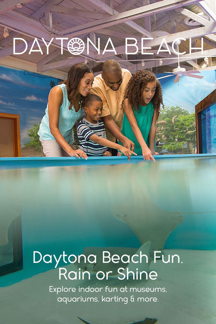 Family looking at stingrays in an aquarium