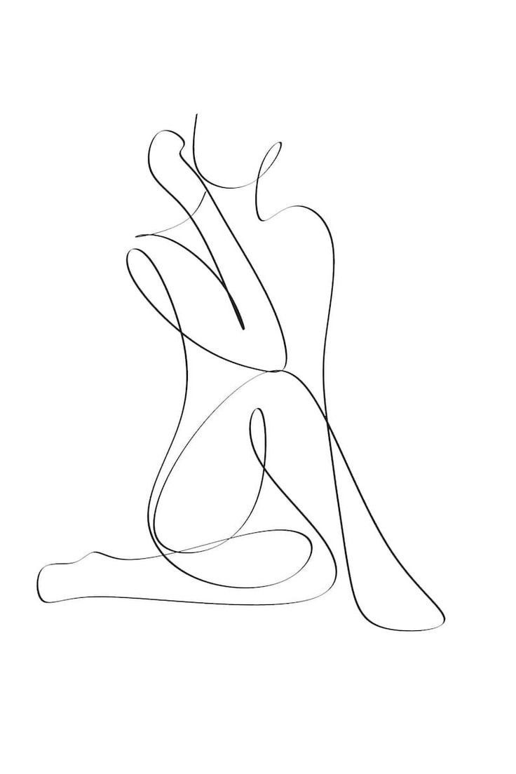 Minimalist line art of a nude figure in a sitting pose