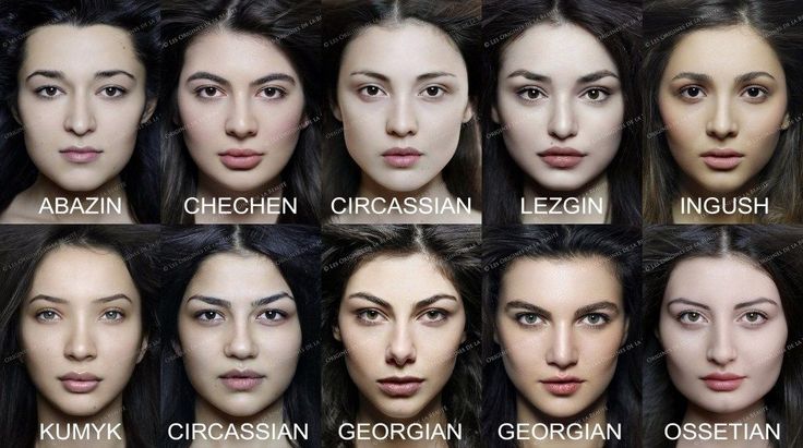 Grid of ten women's portraits with dark hair and neutral expressions