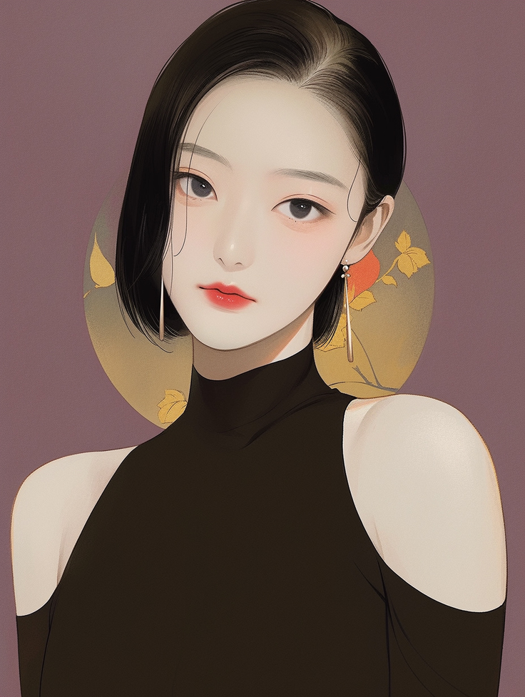 Woman with short black hair and earrings wearing a black top