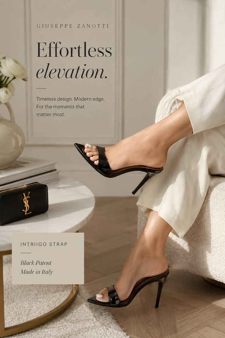 Woman's legs in black high heels and white pants, sitting indoors