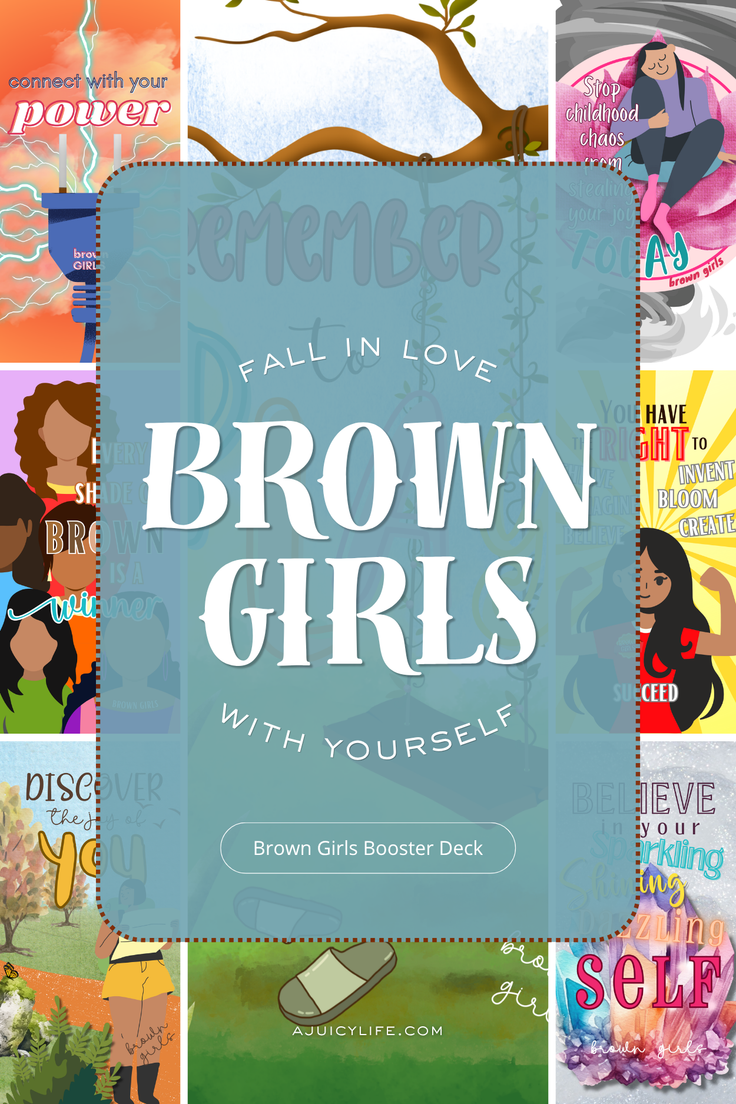 Collage of illustrations with motivational quotes for brown girls