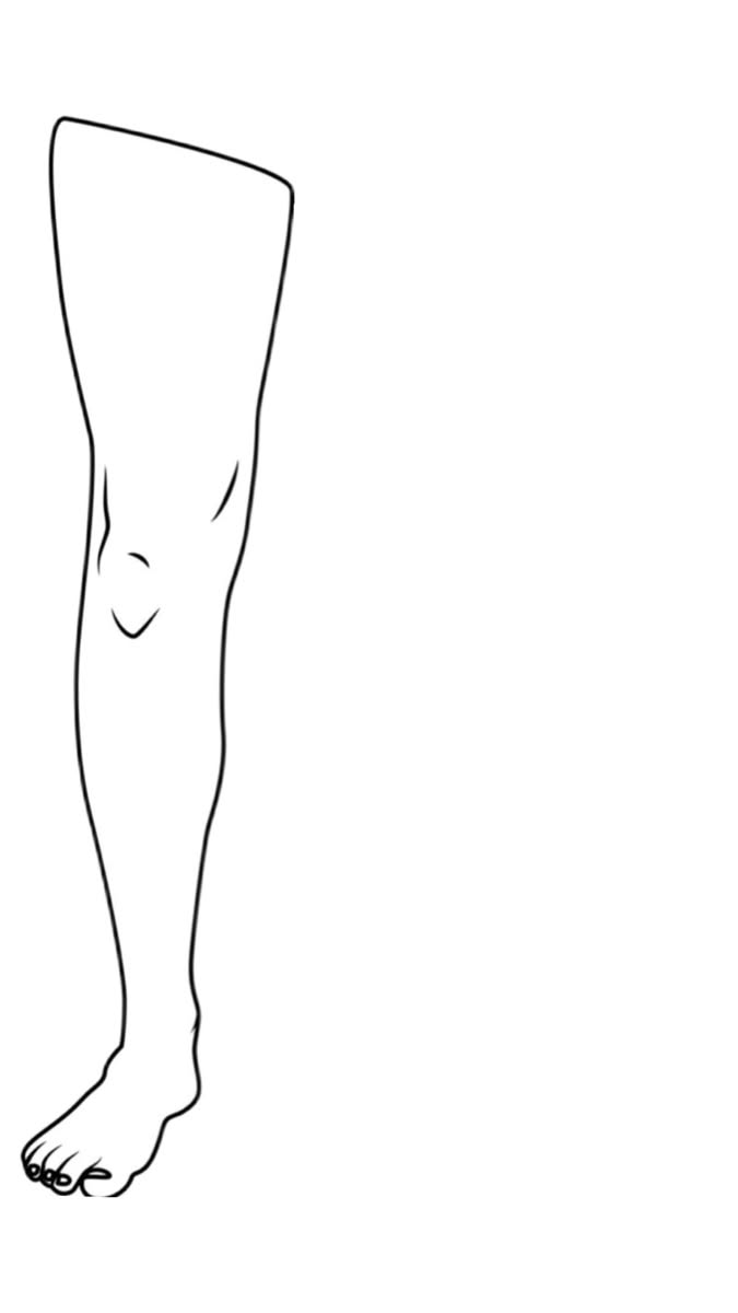 Minimalist line art drawing of a single bare leg and foot