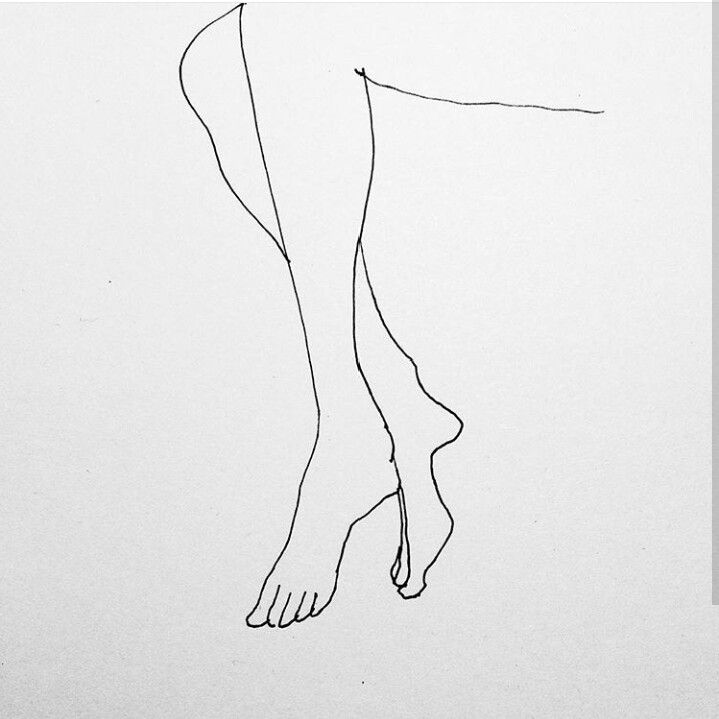 Minimalist line art drawing of two legs and feet