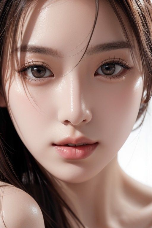 Close up portrait of a woman with long brown hair and soft lighting