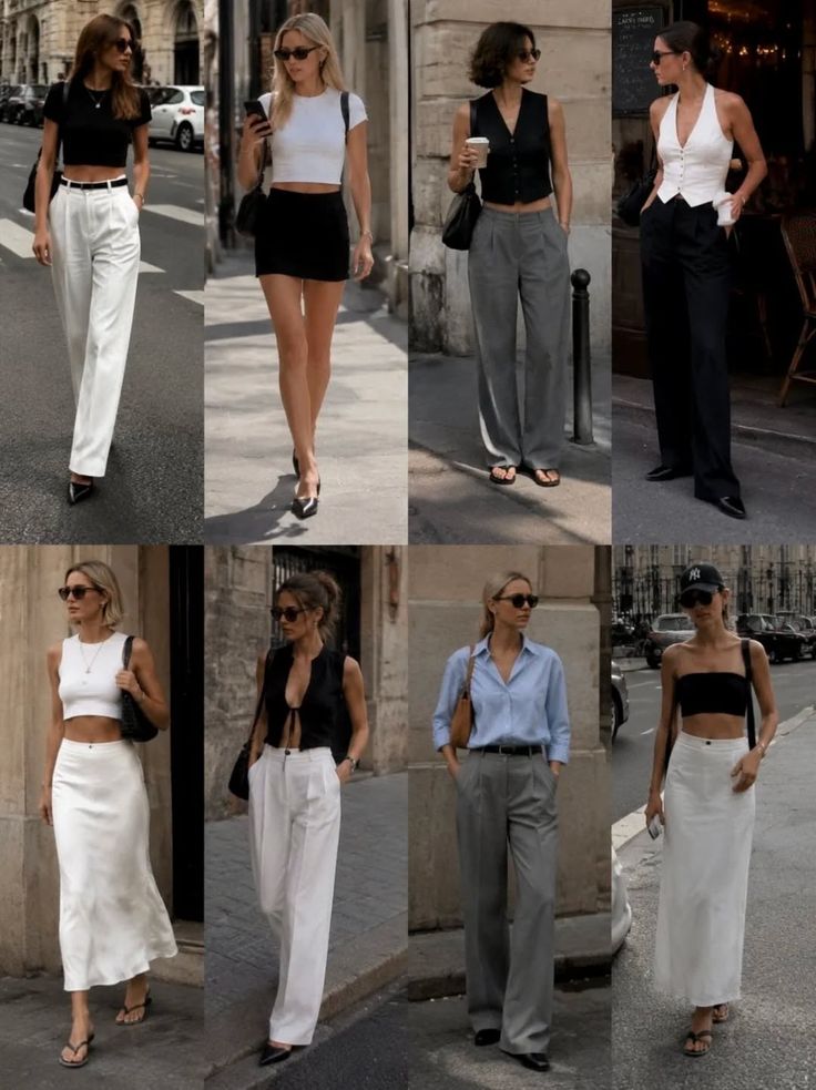 Multiple women in various stylish outfits on city streets