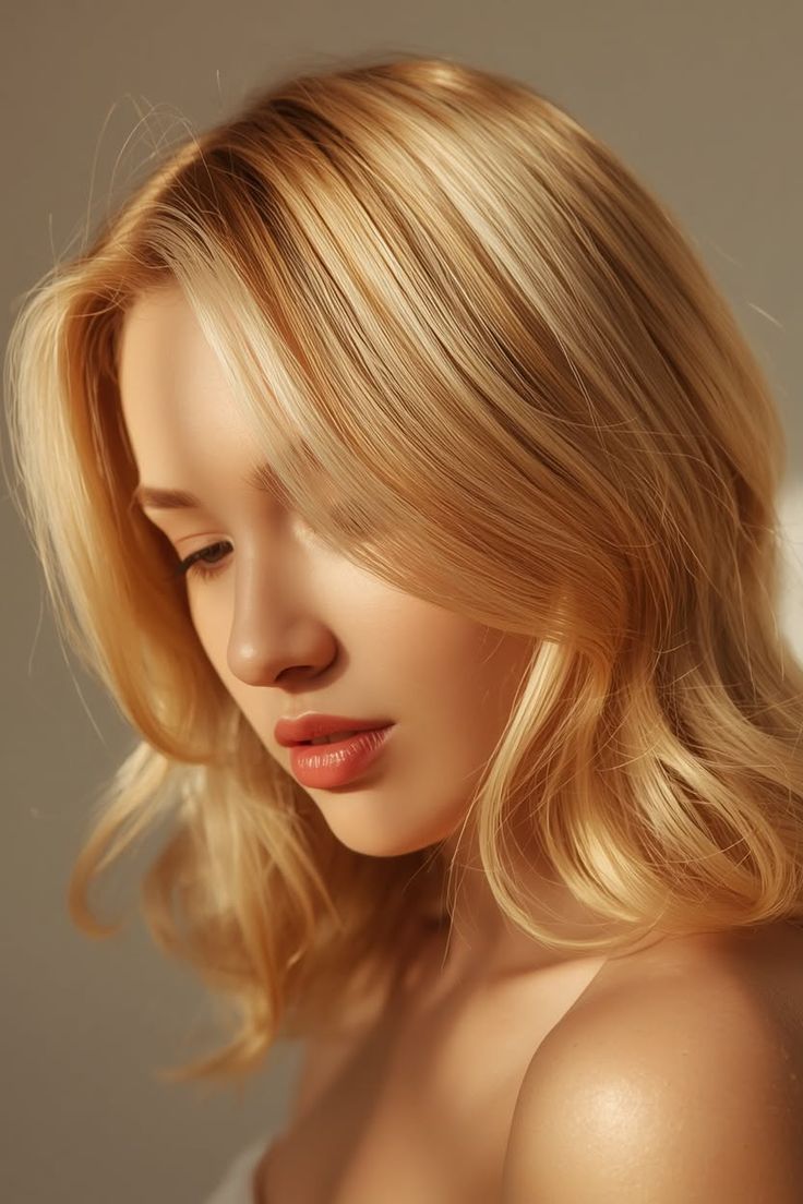 Blonde woman with soft lighting on her face and shoulder