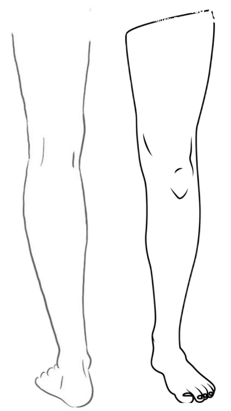 Two line art illustrations of human legs and feet